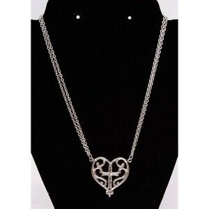 Women's Stainless Steel Religious Cross Jesus Necklace Heart Chain  5mm 26''